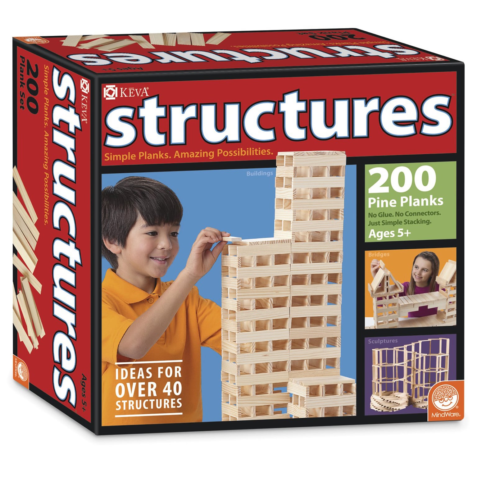 MindWare® KEVA Pine Plank Structures Building Set - 200 Pieces (MWA50089)