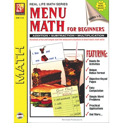 Real World Math, Remedia Menu Math for Beginners Book