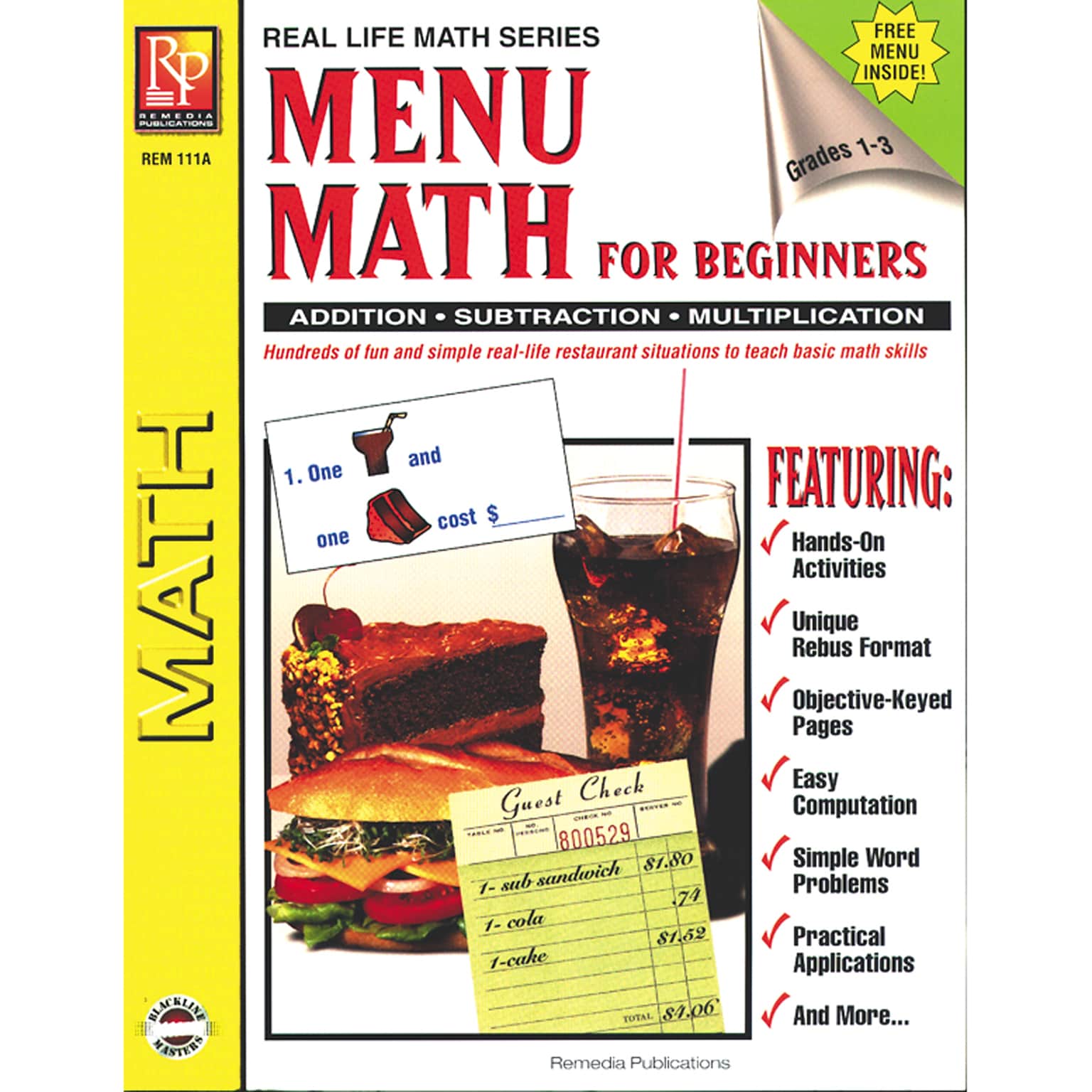 Real World Math, Remedia Menu Math for Beginners Book