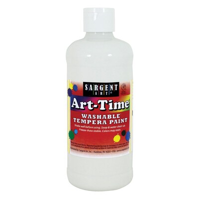 Sargent Art Art-Time Non-Toxic Washable Tempera Paint, 16 oz., White (SAR223496)
