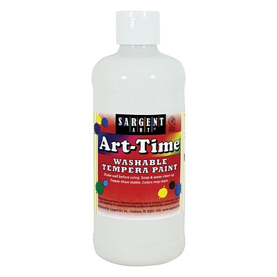 Sargent Art Art-Time Non-Toxic Washable Tempera Paint, 16 oz., White (SAR223496)
