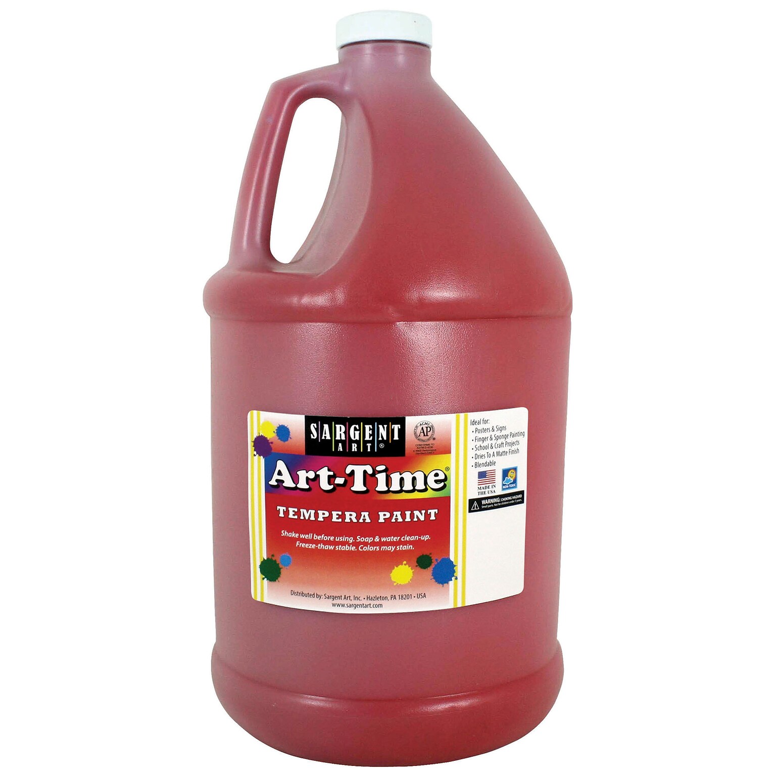 Sargent Art Art-Time Tempera Paint, Red, Gallon (SAR176620)