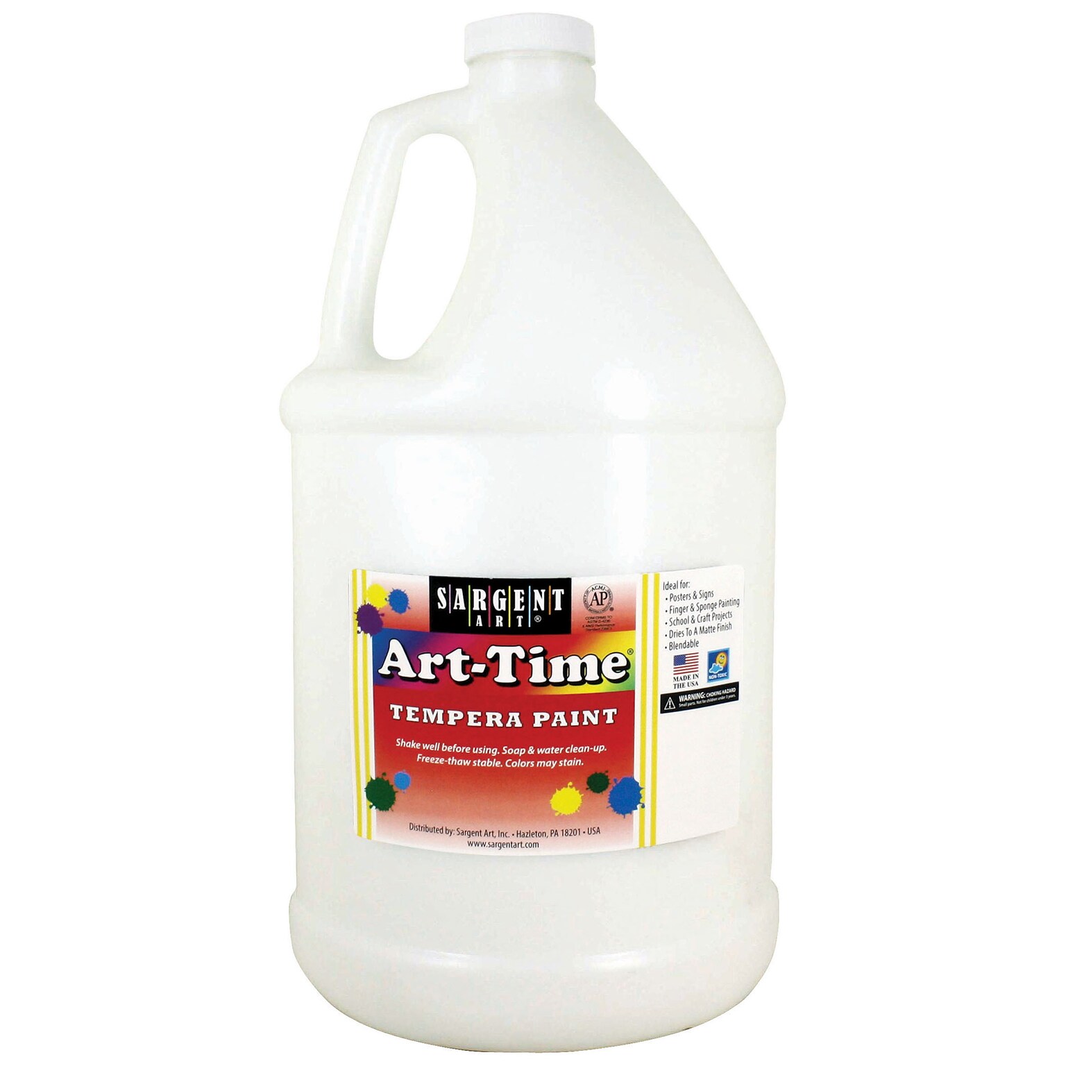 Sargent Art Art-Time Tempera Paint, White, Gallon (SAR176696)