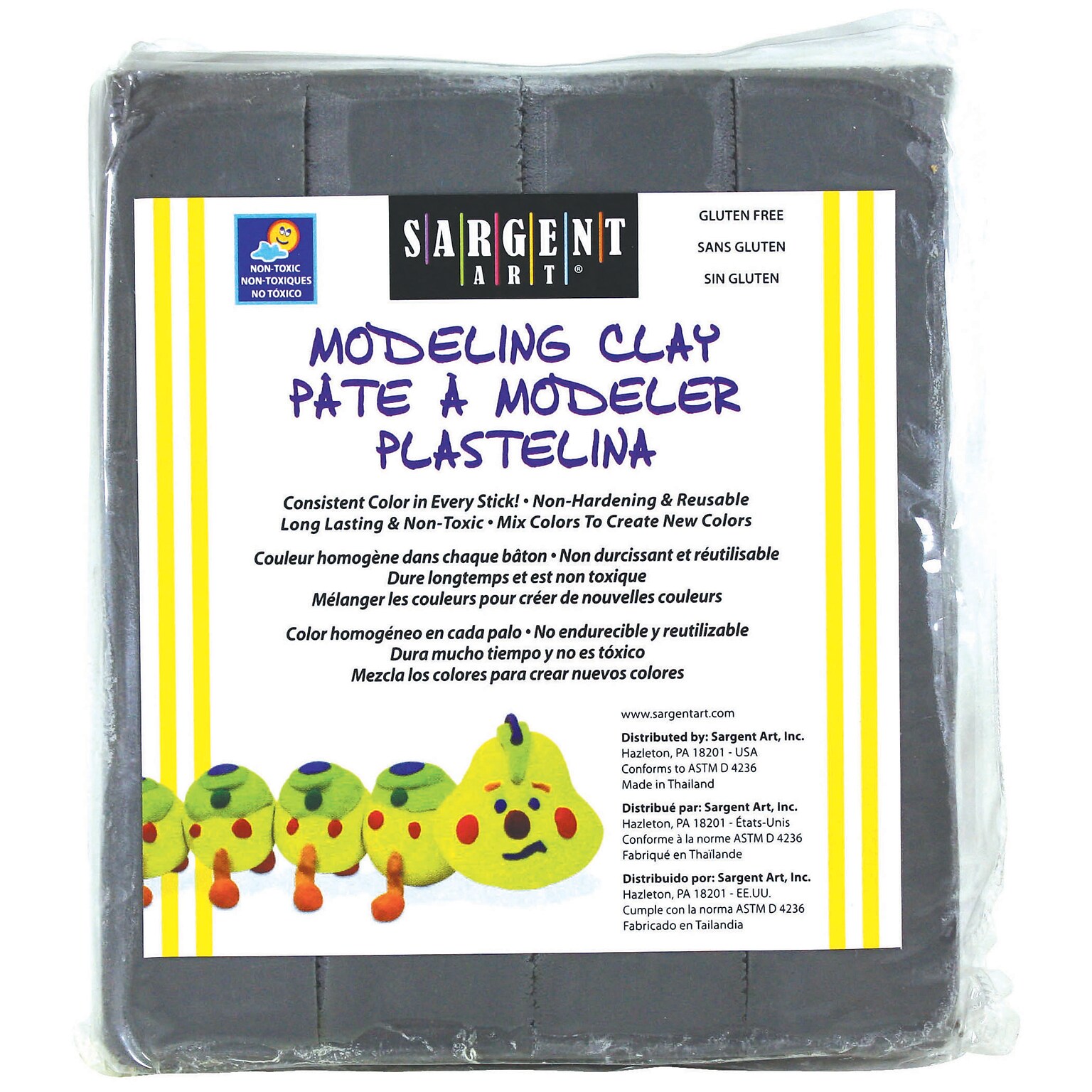 Sargent Art 1 lbs. Plastic Solid Color Modeling Clay, Gray (SAR224084)