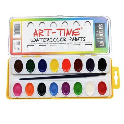Sargent Art Art-Time Semi- Moist Oval Watercolor Set, 16 Colors (SAR668218)
