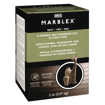 Amaco Modeling Compounds Marblex Self Hardening Clay, Gray, 5lbs. (AMA47336W)