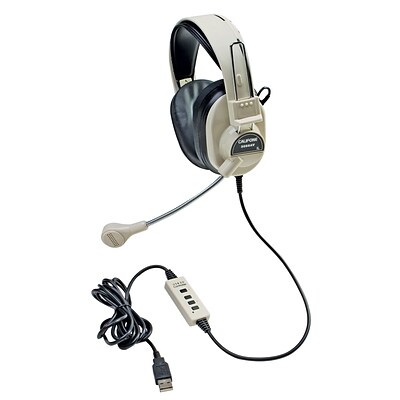 Califone® 3066USB Deluxe Multimedia Stereo Headset With USB Plug and Boom Microphone