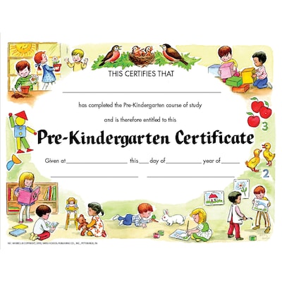 Hayes® Assorted Border Pre Kindergarten Certificate, 8 1/2(L) x 11(W), 5/Bundle