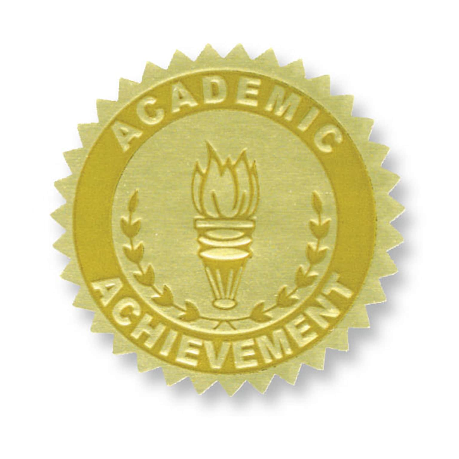 Hayes Embossed Certificate Academic Achievement Seals, Gold, 54/Pack (H-VA372)