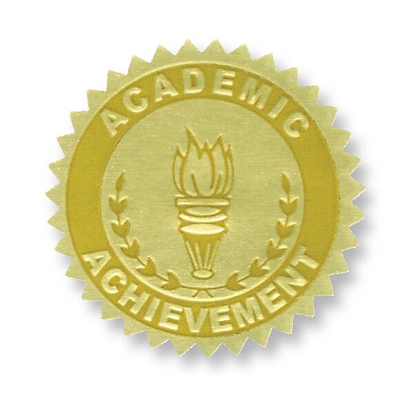 Embossed Gold Foil "Seal Of Excellence" Certificate Seals - 1.75 Inch, 100 Count Pack