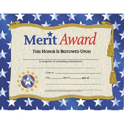 Hayes Merit Award Certificate, 8.5" x 11", Pack of 30 (H-VA507)