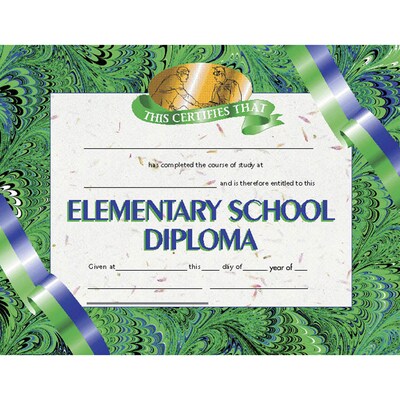 Hayes Elementary School Diploma Certificates, 8.5L x 11W, 30 Certificates/Pack, 4 Packs/Bundle (H-