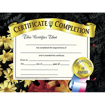 Hayes Certificate of Completion, 8.5 x 11, Pack of 30 (H-VA524)