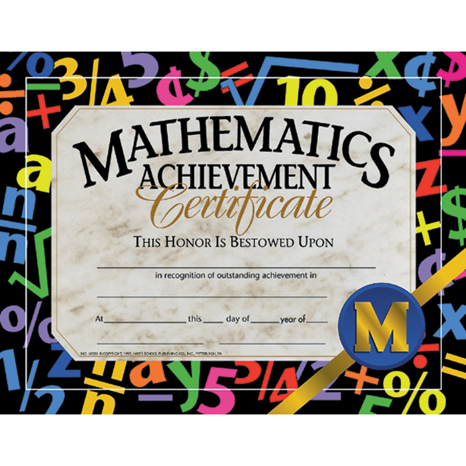 Hayes Mathematics Achievement Certificate, 8.5 x 11, Pack of 30 (H-VA581)