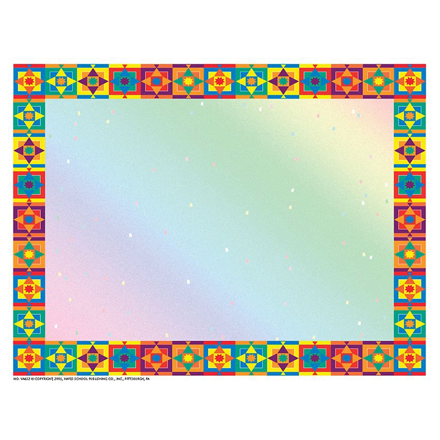 Hayes Multicolored Border Paper Certificates, x 11, Multicolor, 50/Pack (H-VA652)