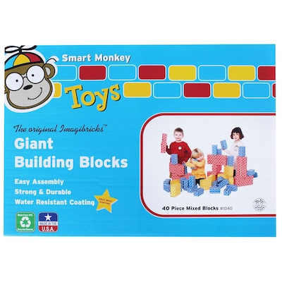 Smart Monkey Toys ImagiBRICKS Giant Building Block Set, 40/Set (IMA1040)