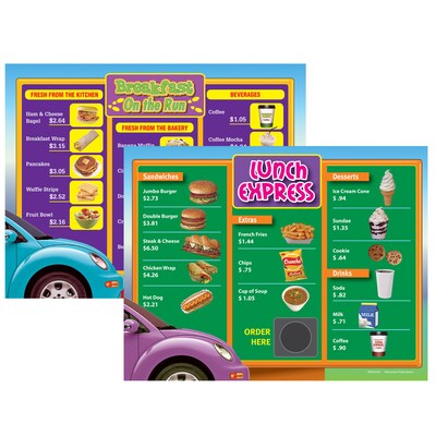 Remedia Drive-Thru Menu Math: Beginning Money Skills Menu, Grade 3, 6/Pack
