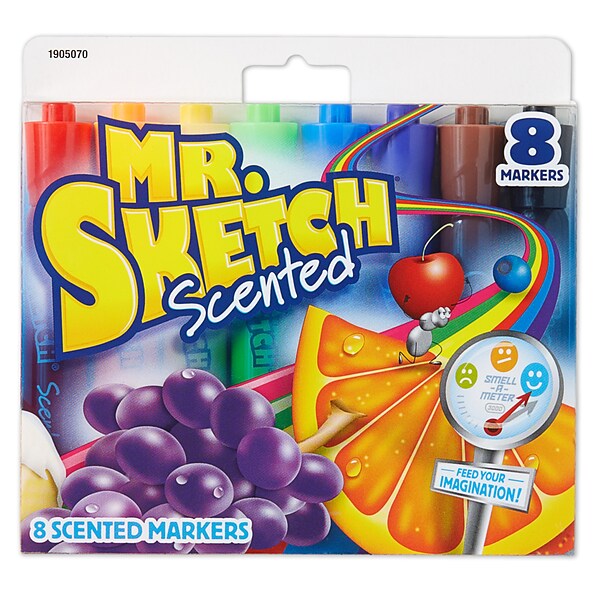 Mr. Sketch Scented Water Based Markers, Chisel, Assorted Colors, 12/Pack  (1905069)