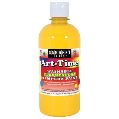 Sargent Art® Art-Time® Washable Fluorescent Tempera Paint, 16oz, Yellow, Bundle of 3 (SAR174702)