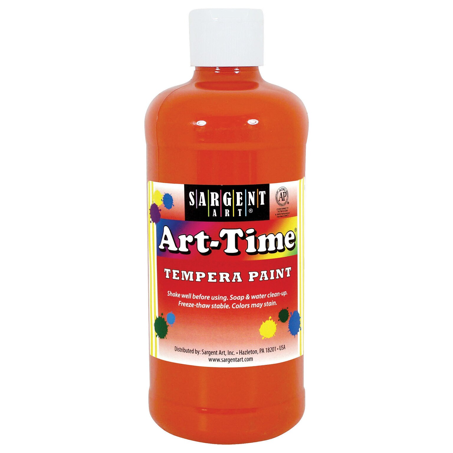 Sargent Art Art-Time Non-Toxic Tempera Paint, 16 oz., Orange (SAR226414)