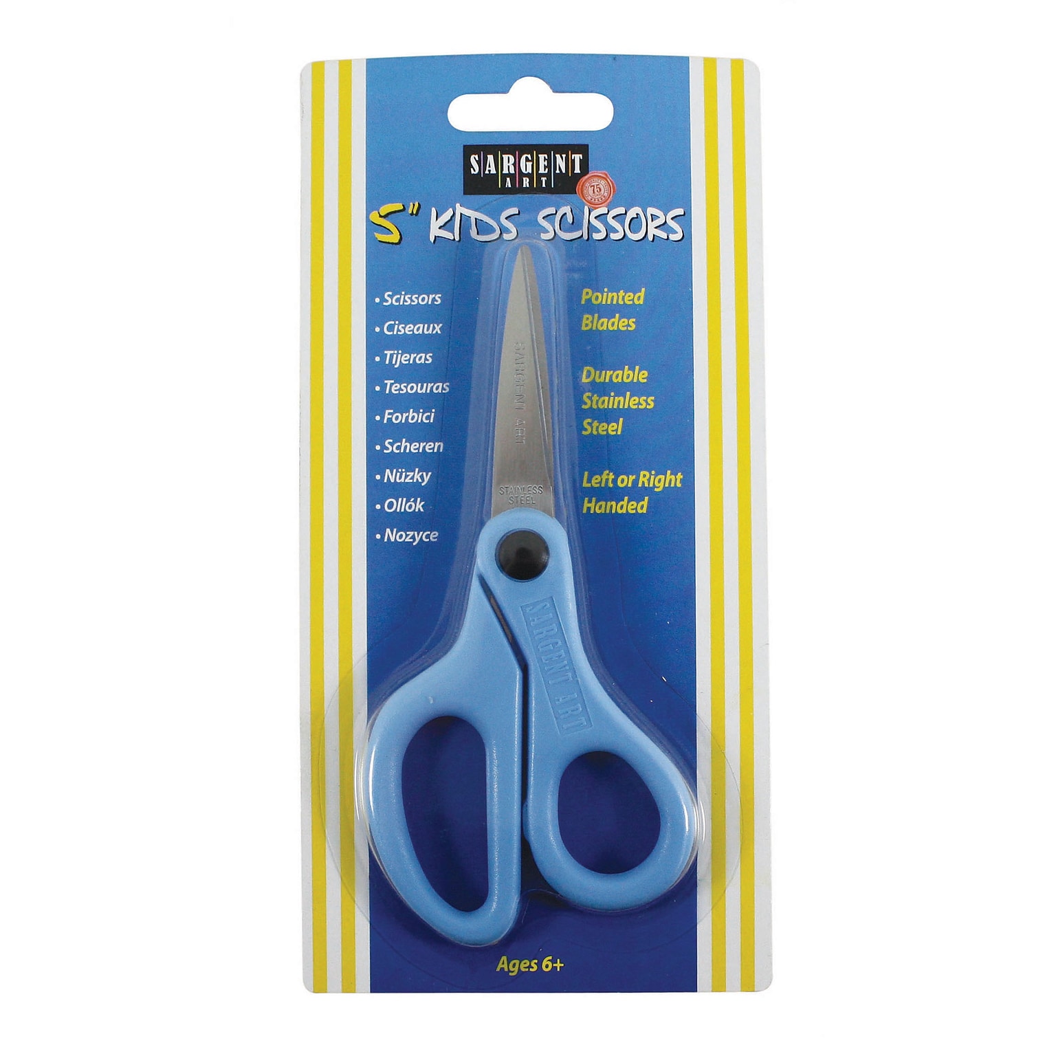 Sargent Art Kids Scissors, 5 Stainless Steel Pointed Tip, Blue (SAR220905)