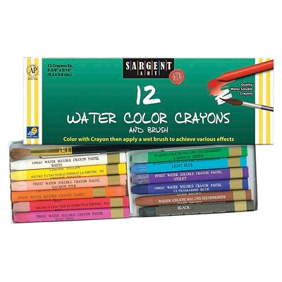 Sargent Art® Water Color Crayons & Brush Set, 12/Set