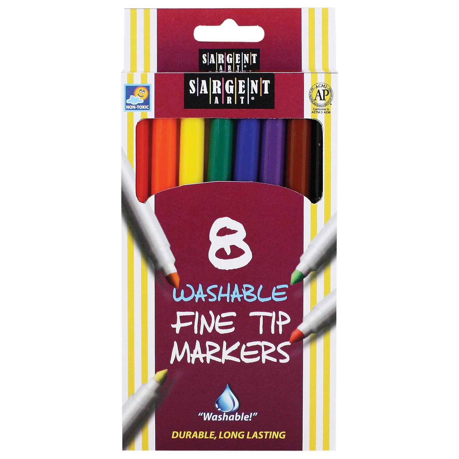 Sargent Art® Washable Felt Super Tip Markers, Fine Tip, Pack of 8 (SAR221560)