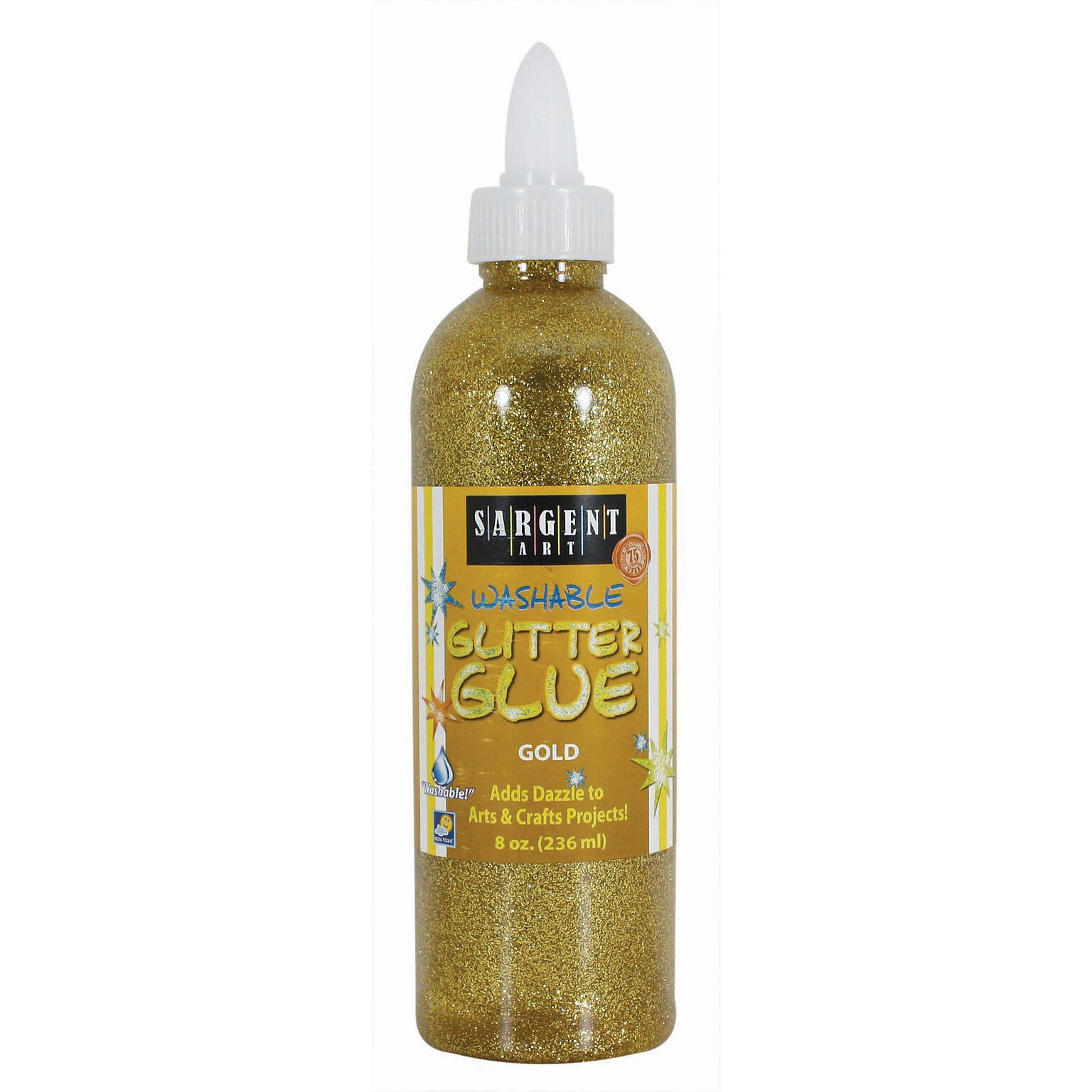 Sargent Art Washable Glitter Glue, Gold, 8 oz. (SAR221981)