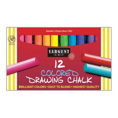Sargent Art Colored Drawing Chalk, Assorted Colors, 12 Count (SAR224132)