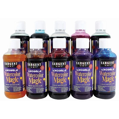 Sargent Art Watercolor Magic Washable Liquid Watercolor, 10 Colors, 8 oz. Bottles (SAR226010)
