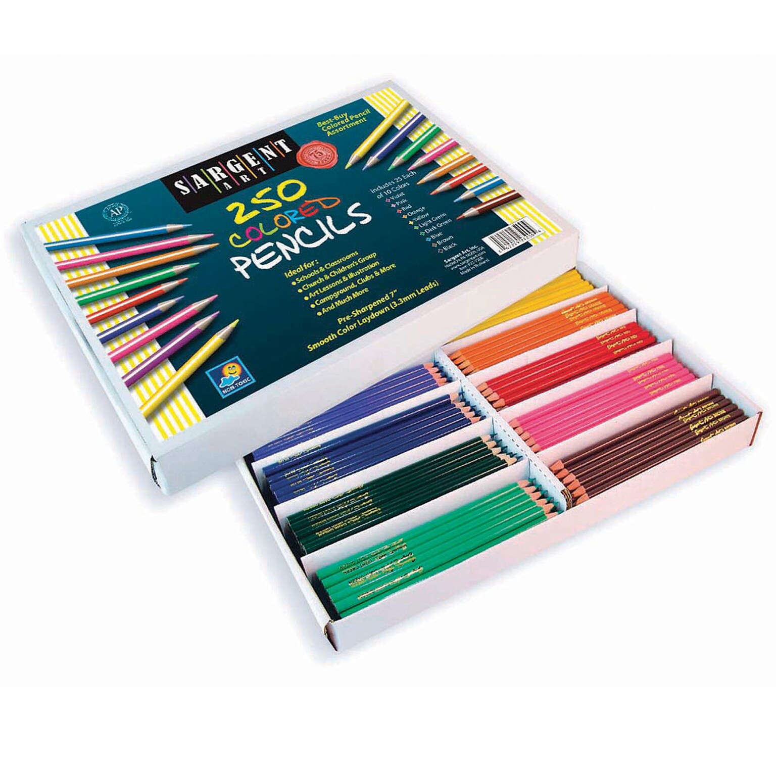 Sargent Art Best-Buy Classpack Colored Pencils, Assorted Colors, 250/Pack (SAR227200)