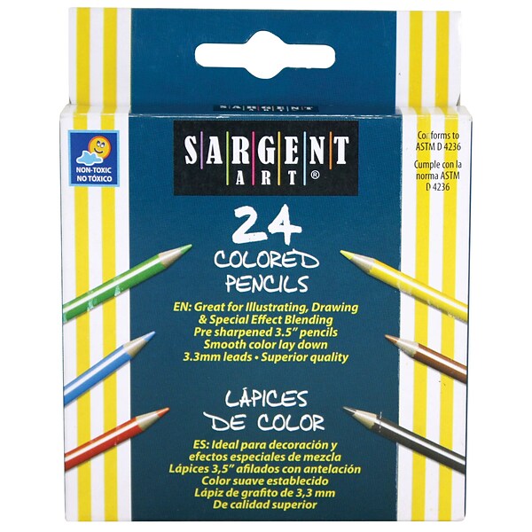 Sargent Art® Colored Pencils, 3-1/2, Assorted, 24/Box (SAR227218)