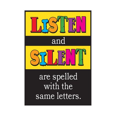 Trend® Educational Classroom Posters, Listen and silent are spelled with…