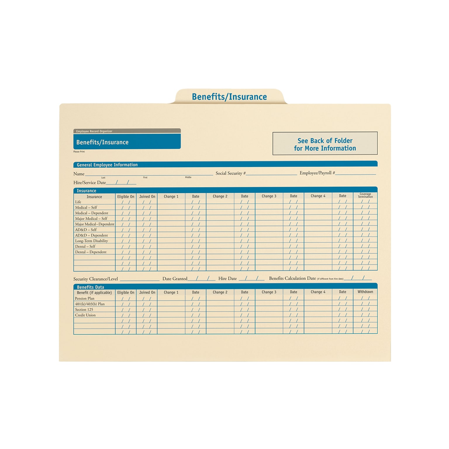ComplyRight Employee Benefits & Insurance Records Organizer, Pack of 25 (A0309)