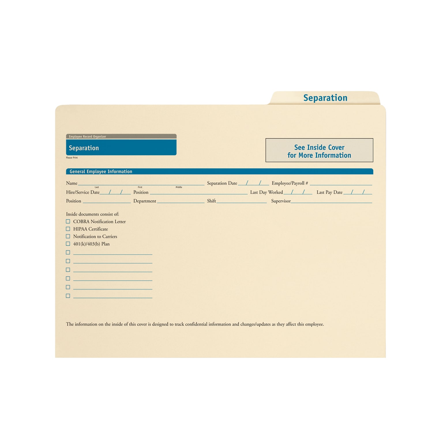 ComplyRight Separation Records Organizer, Pack of 25 (A0313)