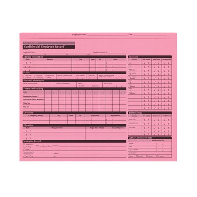 ComplyRight™ Pink Personnel Pocket File Folder, Pack of 25 (A0781)