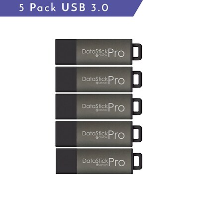 Centon USB 3.0 Datastick Pro (Charcoal Metallic), 64GB, 5 Pack