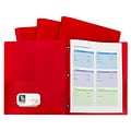 C-Line, Red Two Pocket Poly Portfolios With 3 Prongs Pack of 10, 8.5 x 11 paper size (CLI32964)