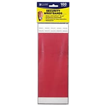 C-Line® CLI89104 Security Wristbands, Red, Pack of 100