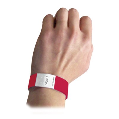 C-Line® CLI89104 Security Wristbands, Red, Pack of 100