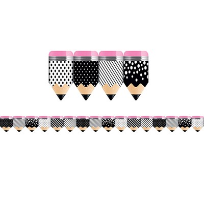 Creative Teaching Press CTP8345, Bold & Bright Striped and Spotted Pencils Border