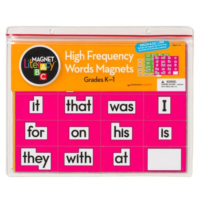 Dowling Magnets 1(H) x 2 7/8(W) High Frequency Word Magnets, Pink/Orange/Green (DO-733000)