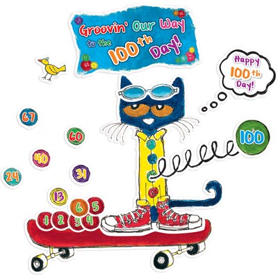 Edupress® Pete the Cat® Bulletin Board Set, 100 Groovy Days of School, 108/Pack