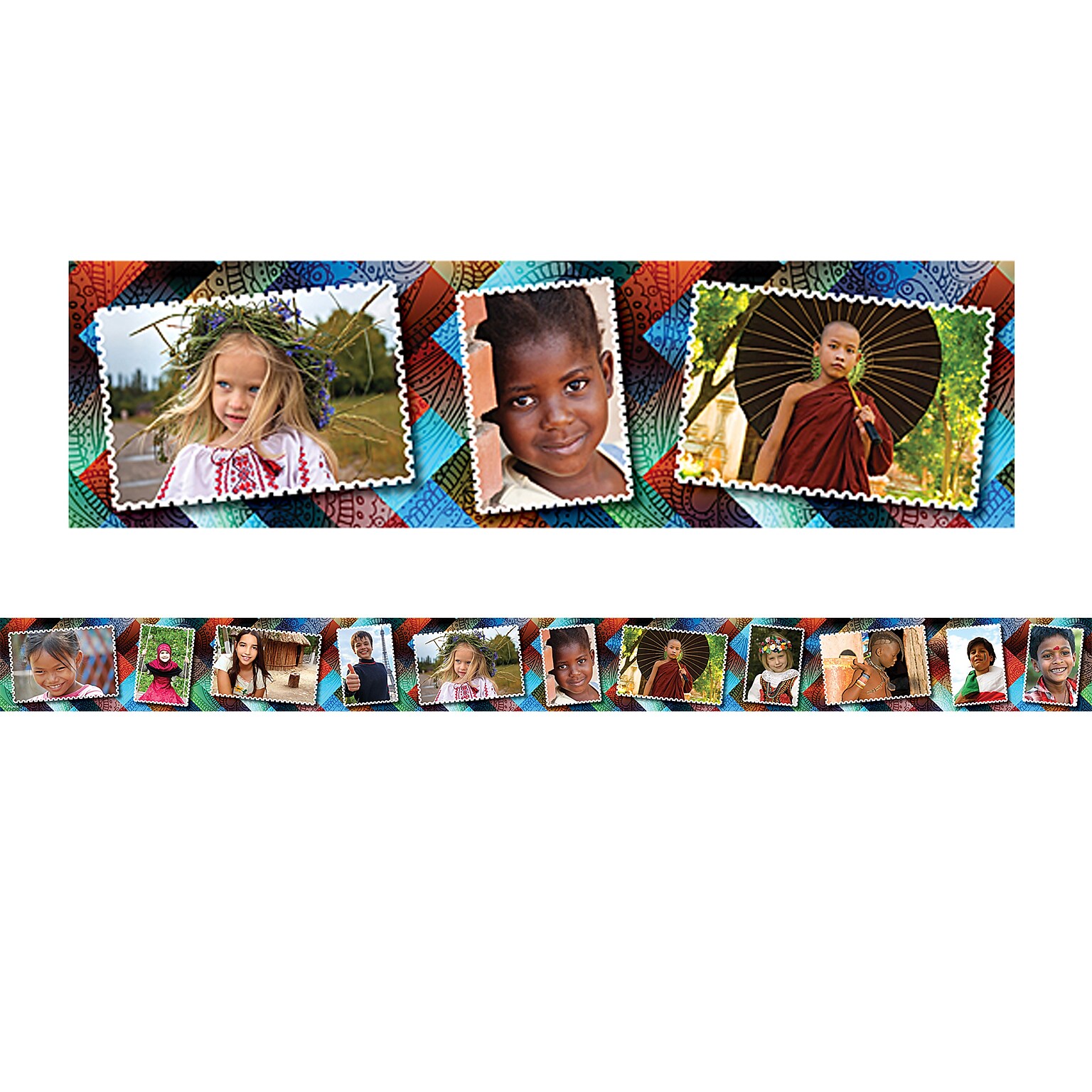 Edupress Multicultural Kids Postcards Photo Border, 39 x 3 (EP-3290)