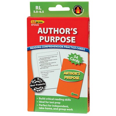 Authors Purpose Reading Comprehension Practice Cards, Green Level (RL 5.0-6.5)