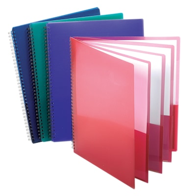 Oxford Heavy Duty 8 Pocket Poly Portfolio Folder, Assorted Colors, 5/Bundle (ESS5740404)