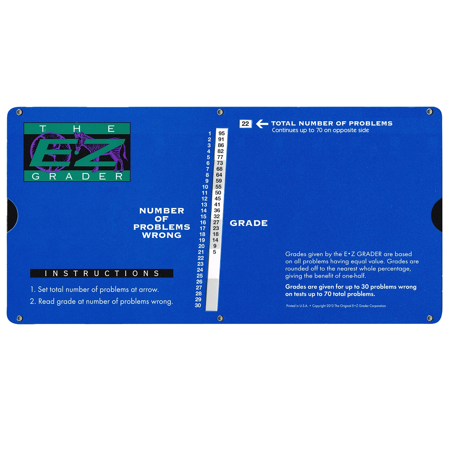 The E-Z Grader Blue Large Print, Up to 70 Questions  (EZ-7200)