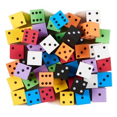Koplow Asst 1in Foam Spot Dice Bag of 50, Assorted Colors (KOP18928)