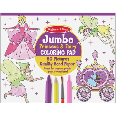 Melissa & Doug Jumbo Princess & Fairy Coloring Pad, 11 x 14, 50 Sheets (LCI4263)
