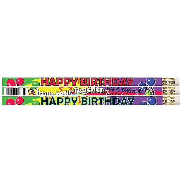 Musgrave Happy Birthday From Your Teacher Motivational/Fun Pencils, Pack of 144 (MUS2267G)